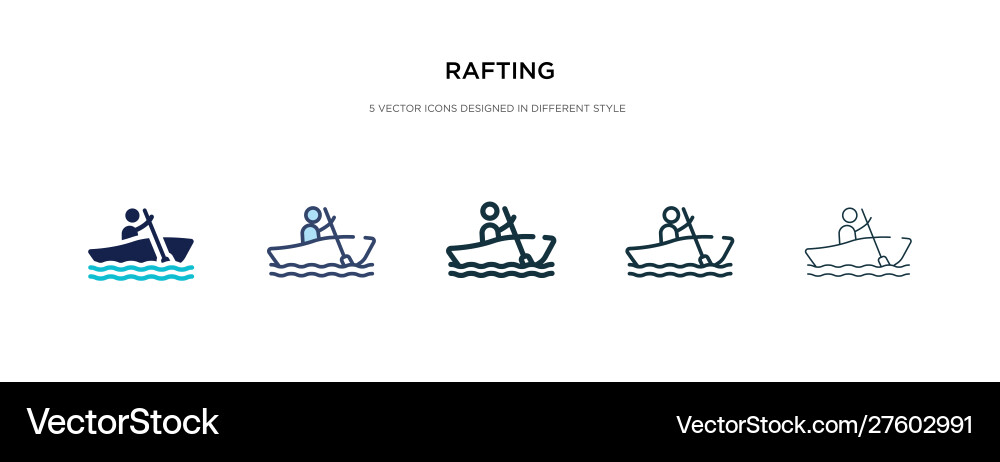 Rafting icon in different style two colored Vector Image