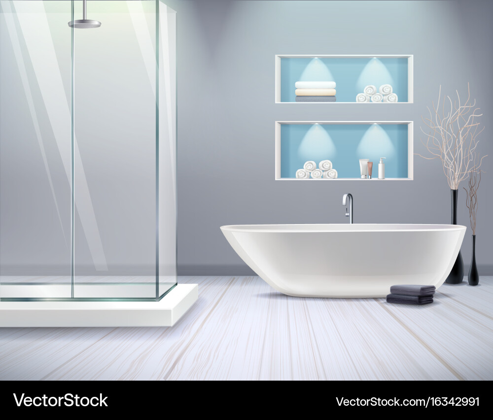 Realistic bathroom interior Royalty Free Vector Image