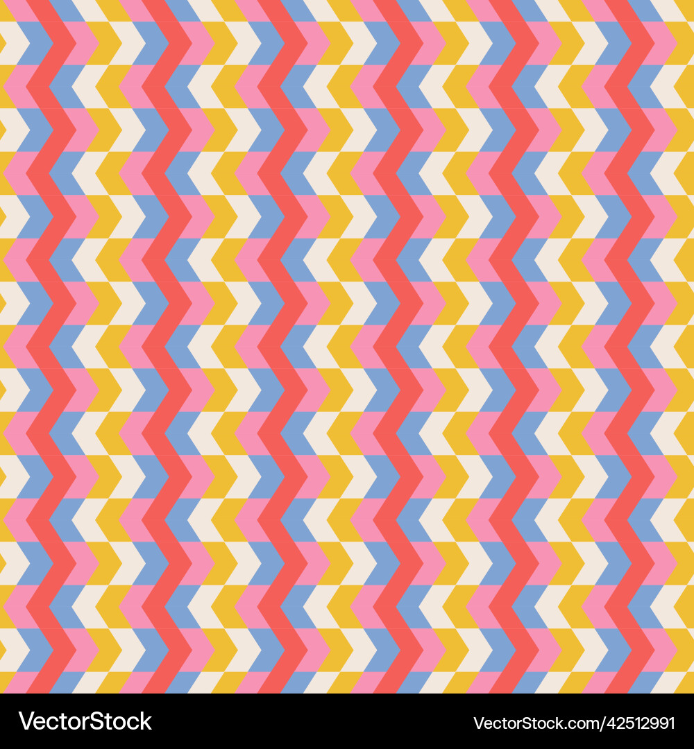 Retro groovy zigzag psychedelic seamless pattern Retro groovy zigzag psychedelic seamless pattern vector image