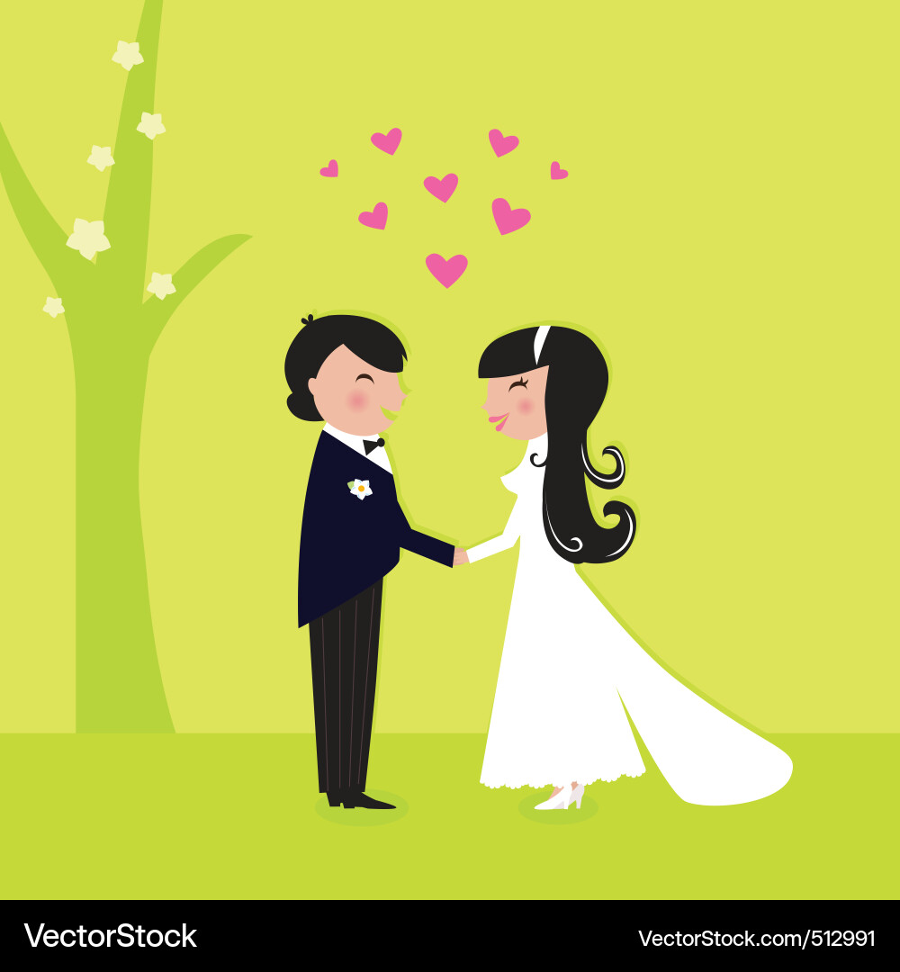 Romantic Wedding Couple Vector Image