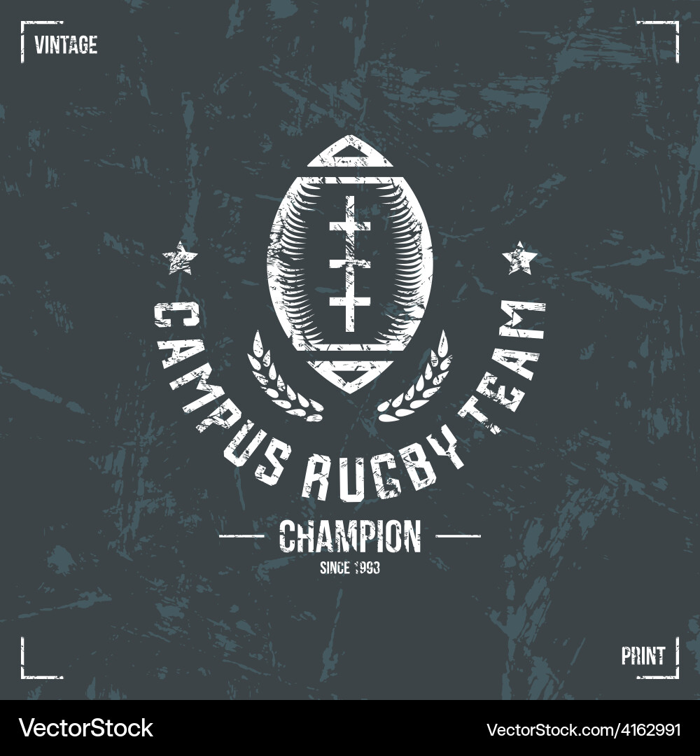 Rugby Ball Emblem - Retro Style Vector Image