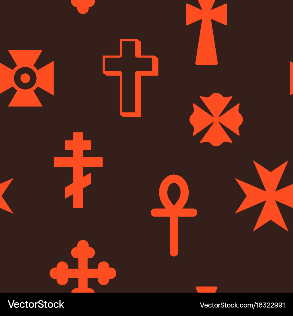 Seamless pattern with christian cross vector image
