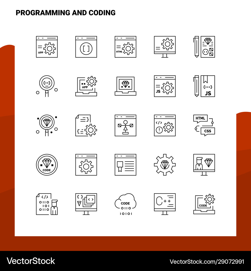 Set programming and coding line icon 25 Set programming and coding line icon 25 vector image