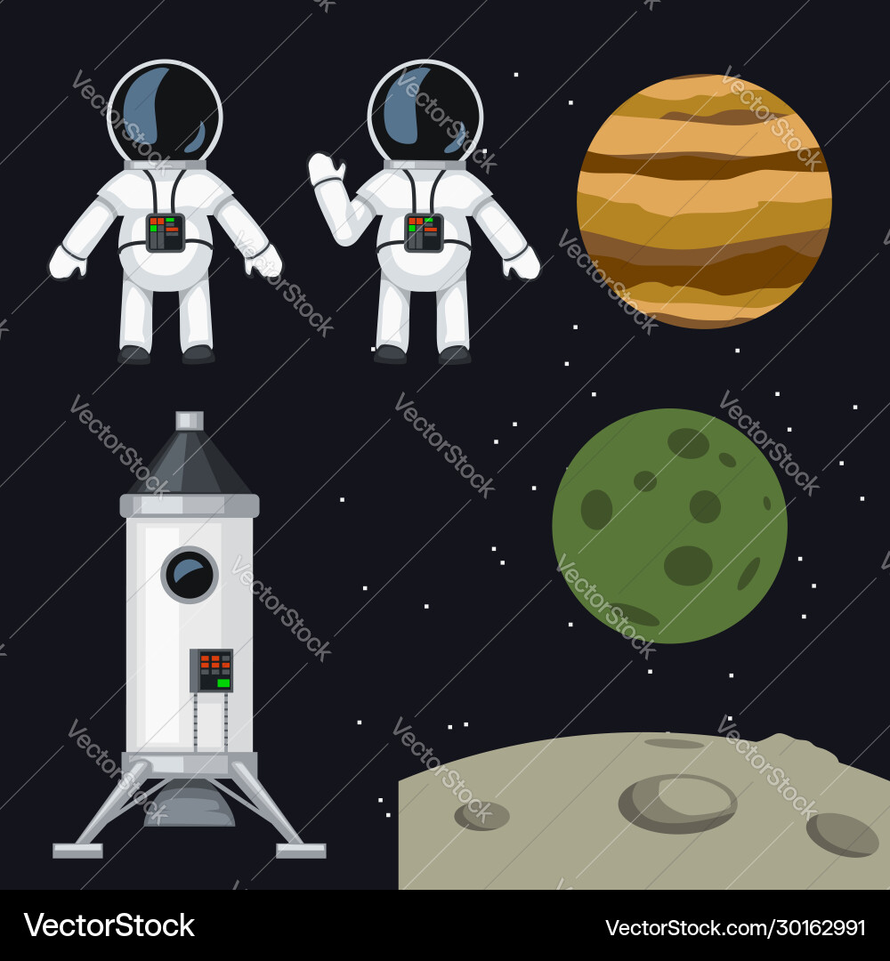 Space program set vector image