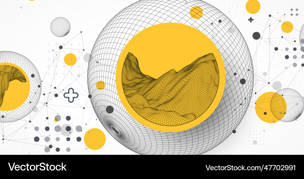 Sphere theme with connected lines in technology Vector Image