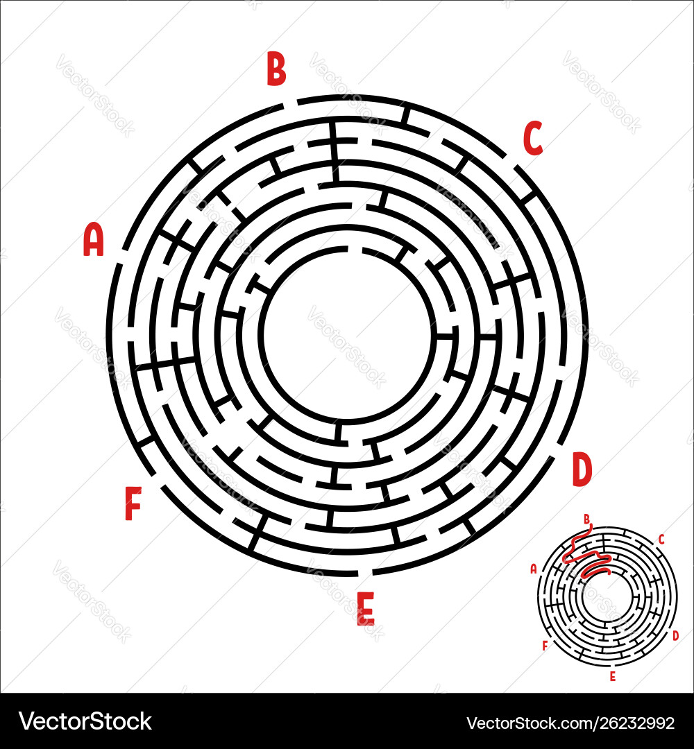 Abstract round maze game for kids children Abstract round maze game for kids children vector image