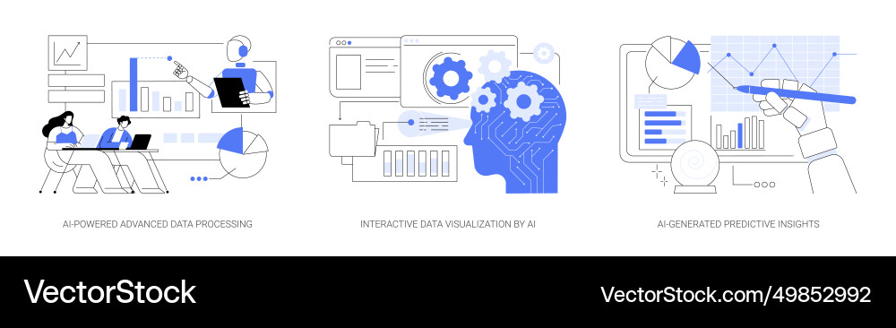 Ai-powered data analysis abstract concept Ai-powered data analysis abstract concept vector image