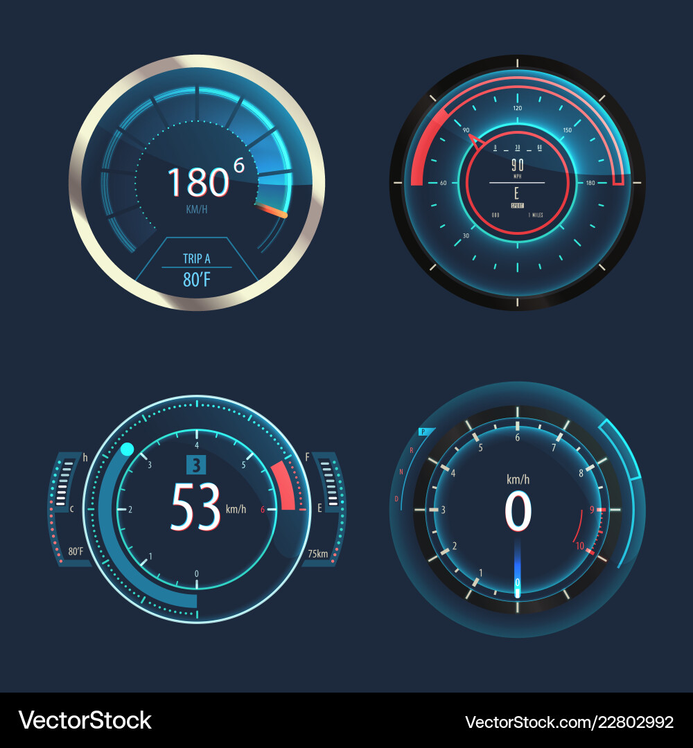 Analog speedometer odometer for car speed panel Analog speedometer odometer for car speed panel vector image