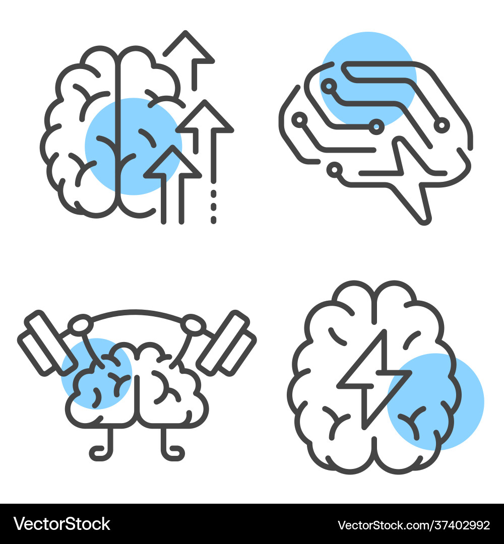 Brain Activity Icons - Concept & Problem Solving Vector Image