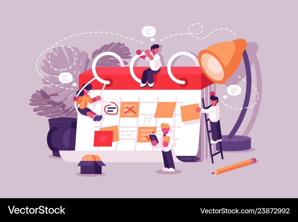 Calendar schedule board with collaboration plan Calendar schedule board with collaboration plan vector image