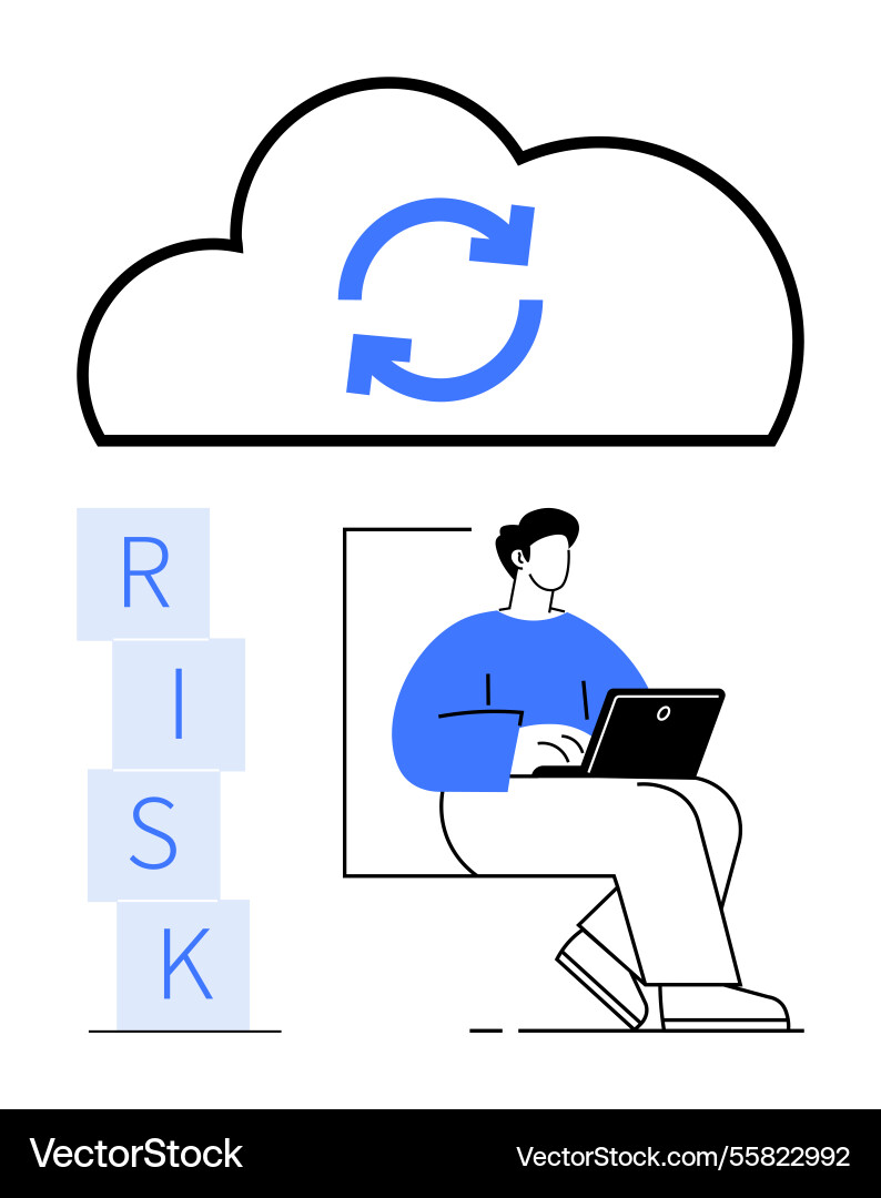 Cloud data synchronization and risk analysis Cloud data synchronization and risk analysis vector image