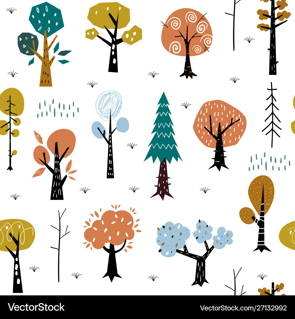 Colorful Autumn Forest Pattern vector image