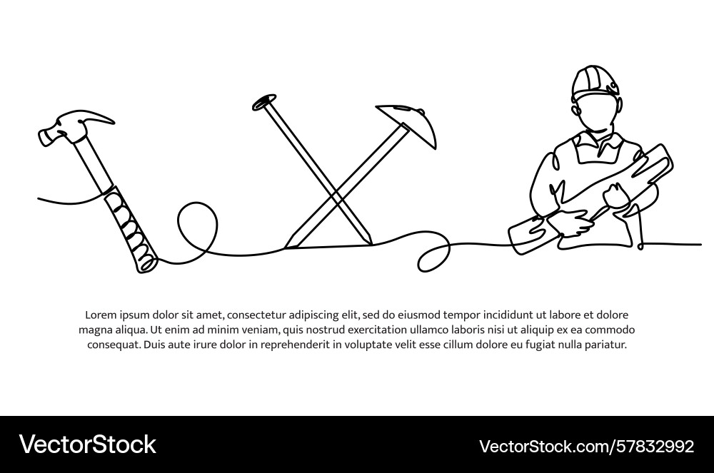 Continuous line design of carpenter single Vector Image
