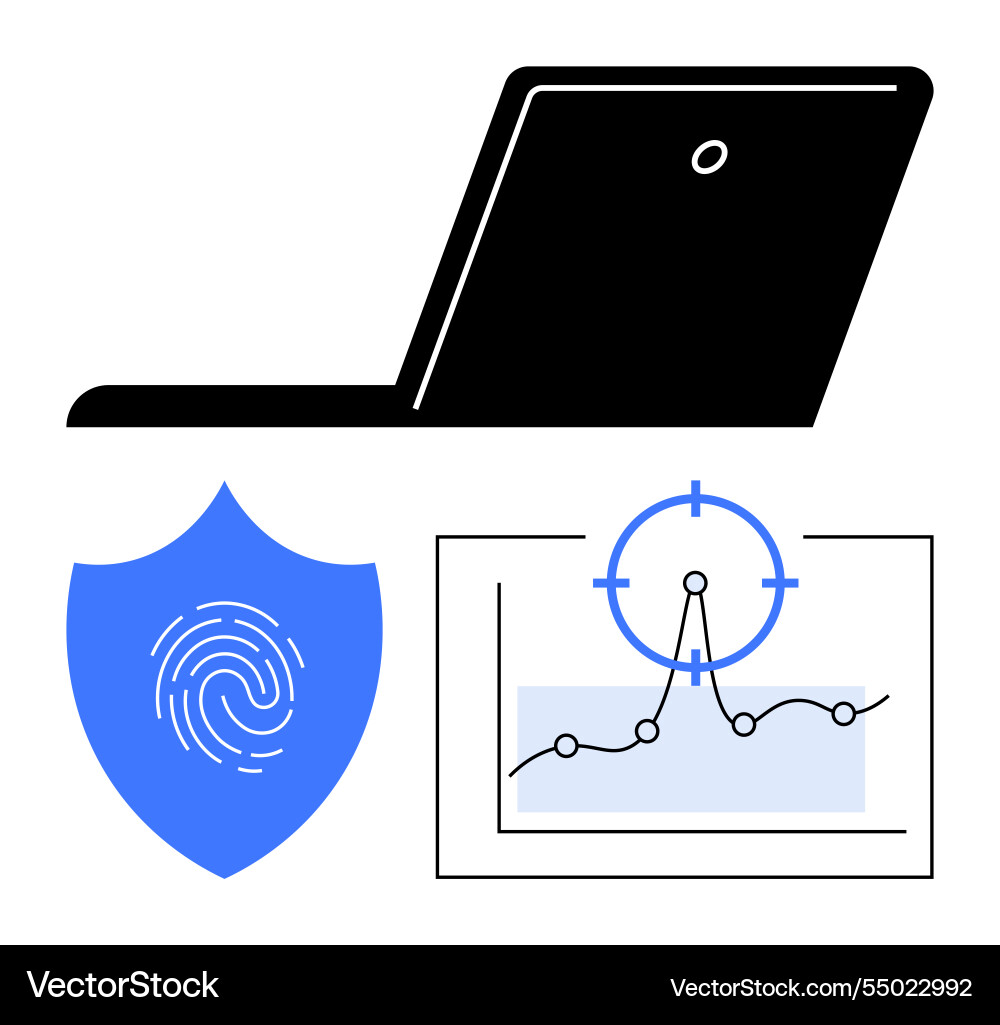 Cybersecurity and data analytics with laptop Cybersecurity and data analytics with laptop Vector Image