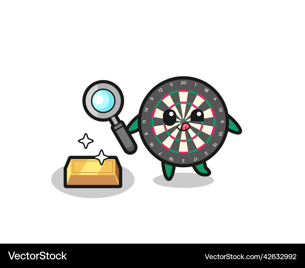 Dart board character is checking the authenticity Dart board character is checking the authenticity Vector Image