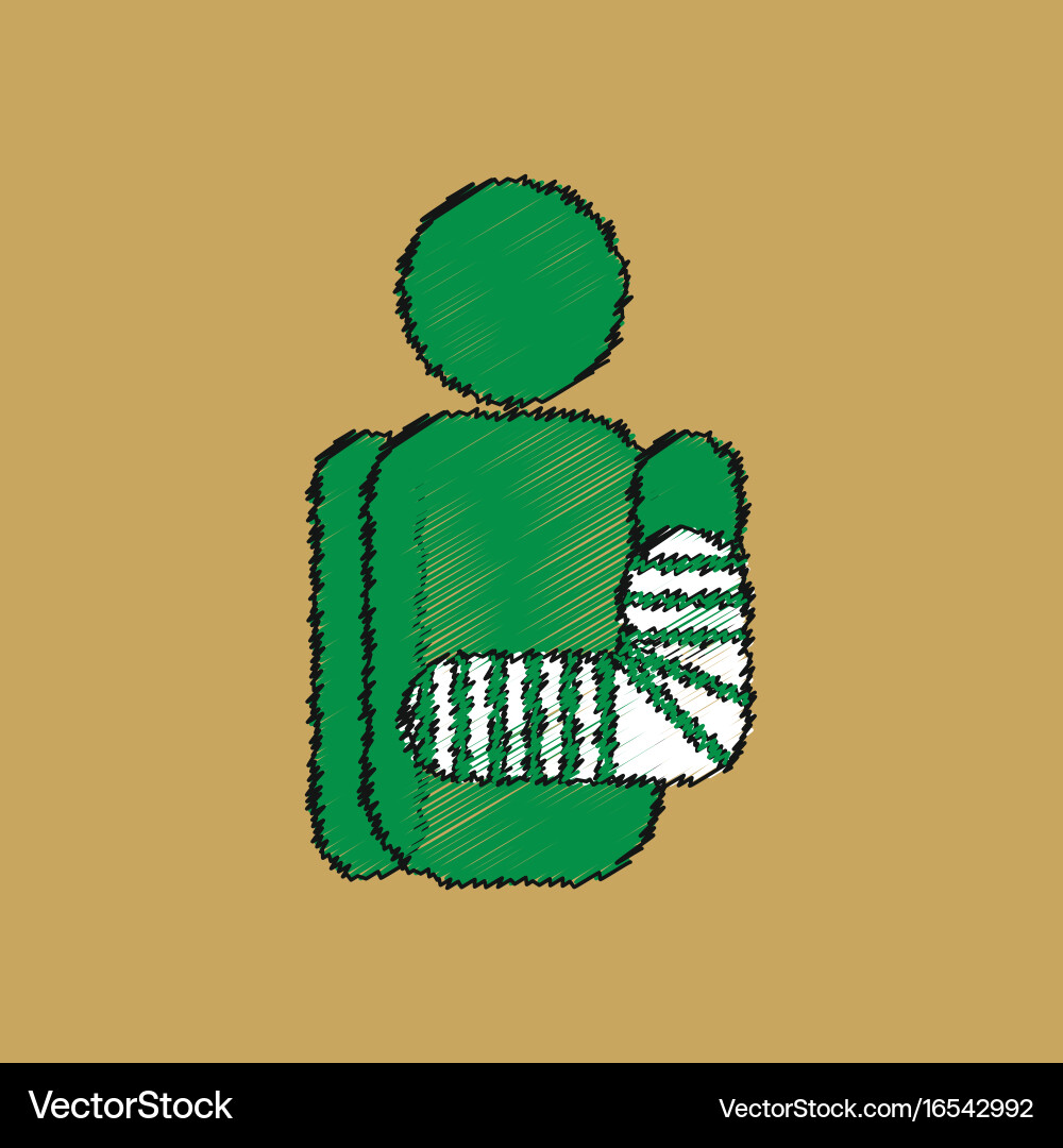 Flat shading style icon with broken arm vector image