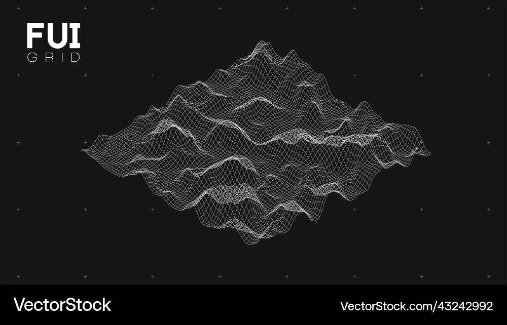 Fui gui 3d landscape scan grid abstract Fui gui 3d landscape scan grid abstract Vector Image
