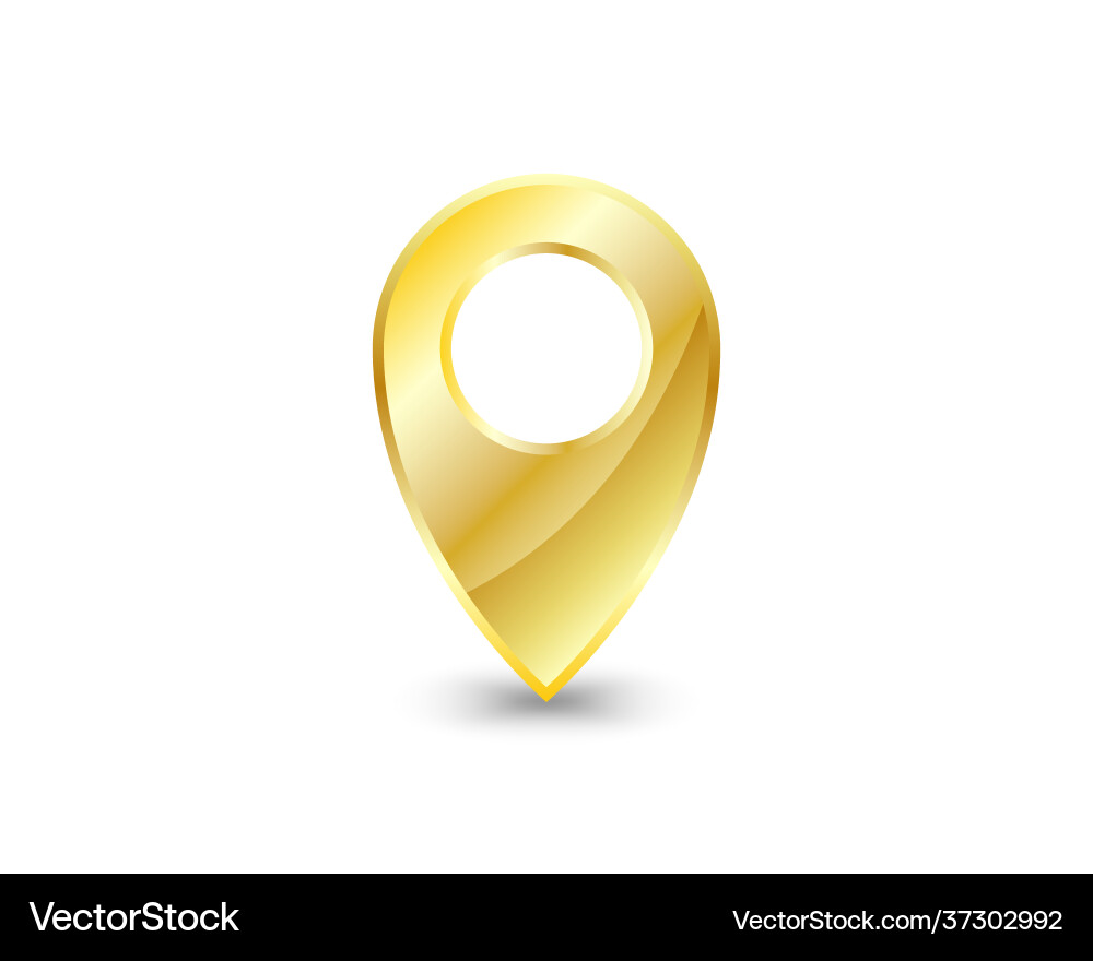 Golden marker location icon map pointer vector image