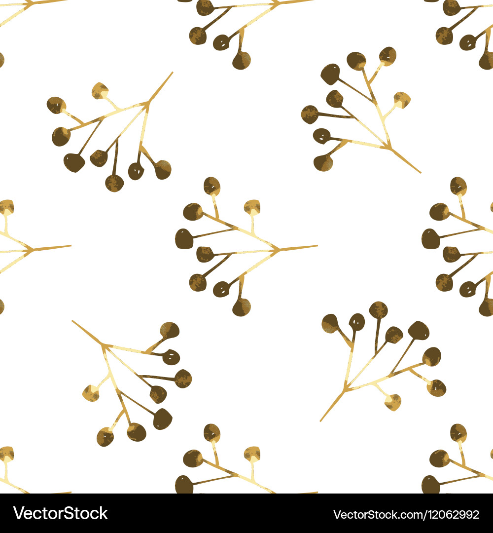 Golden seamless pattern with the image of berries vector image