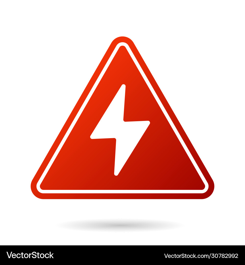 High voltage icon bolt warning triangular red