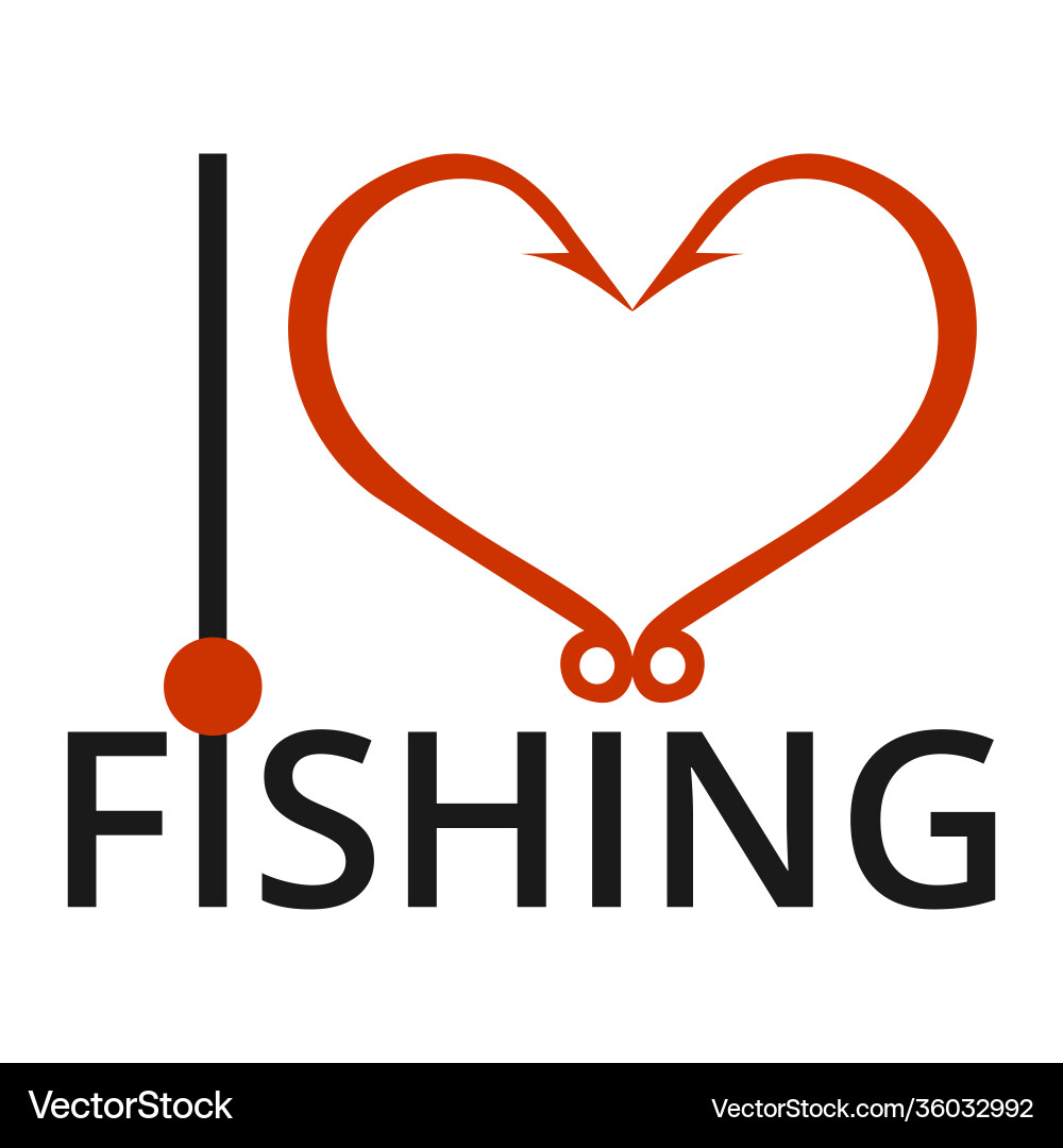 I love fishing red heart icon isolated on white I love fishing red heart icon isolated on white vector image