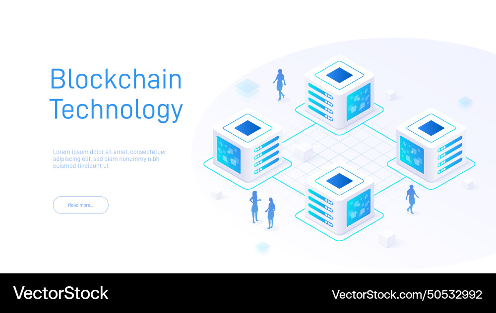 It is an isometric of a blockchain vector image