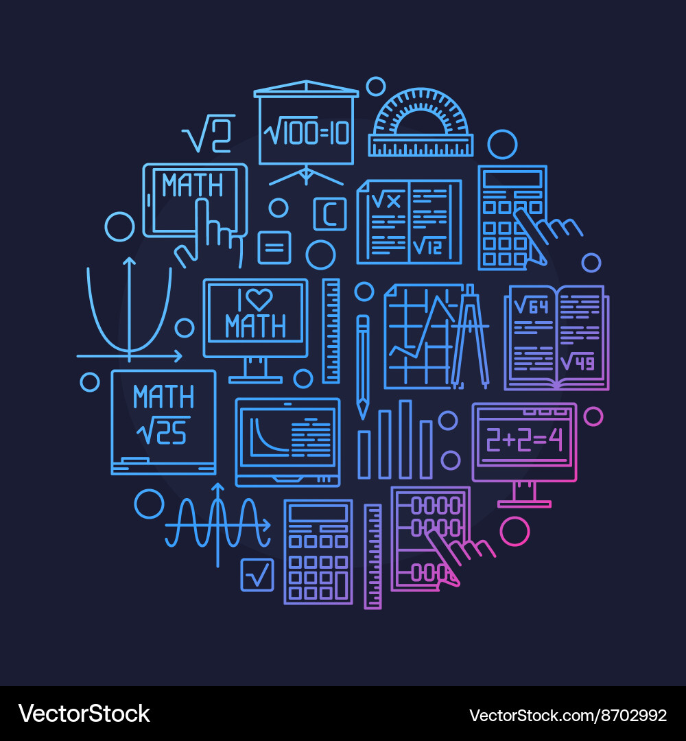 Math Rounding Symbols - Colorful Icons Vector Image
