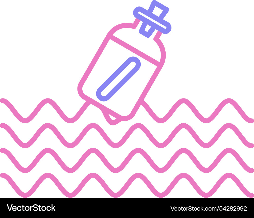 Message in a bottle line two colour icon Vector Image