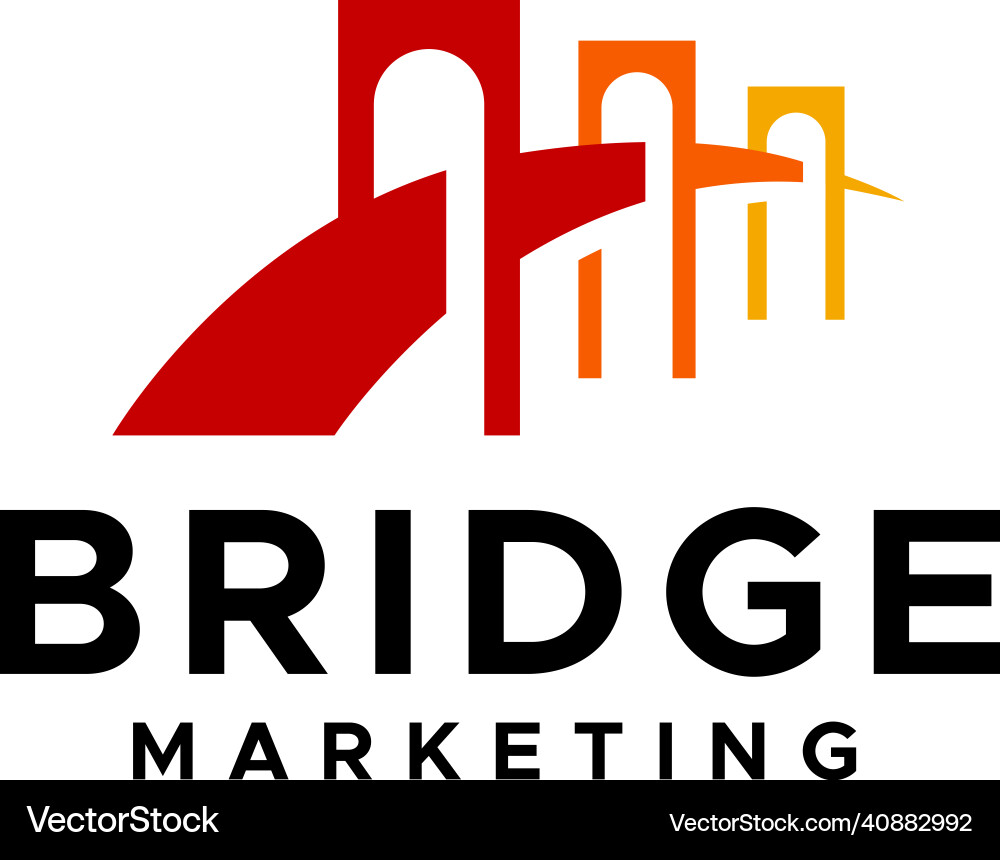 Modern flat colorful bridge marketing logo design Modern flat colorful bridge marketing logo design vector image
