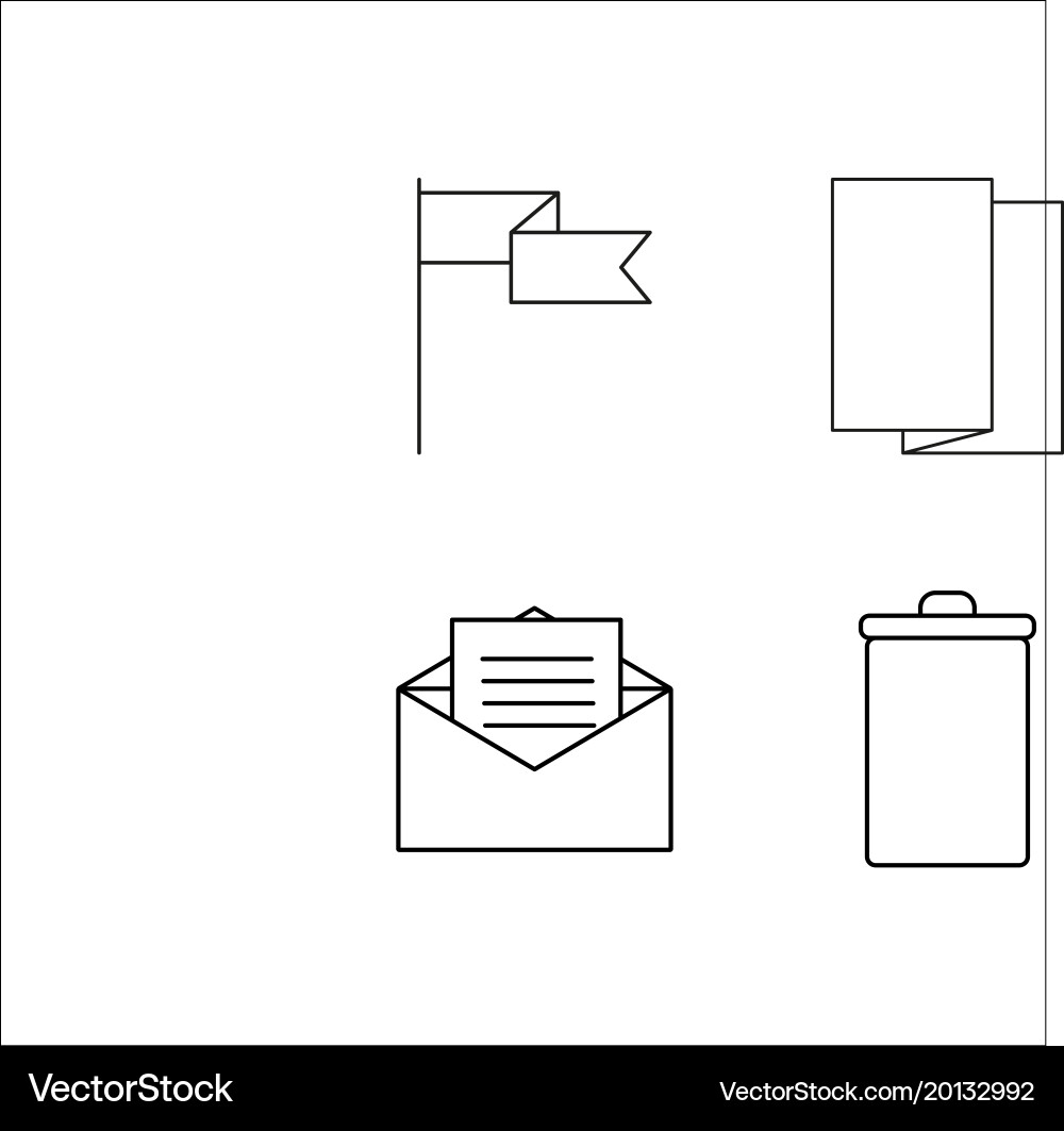 Office simple linear icon setsimple outline icons Vector Image