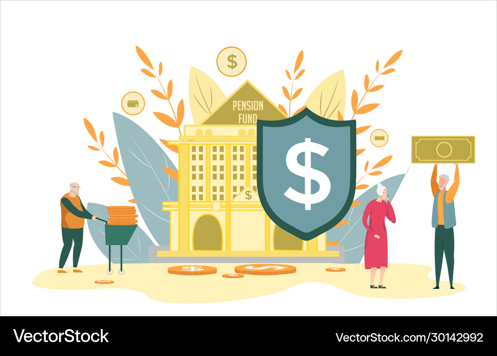 Old people obtain saving money from pension fund Old people obtain saving money from pension fund vector image