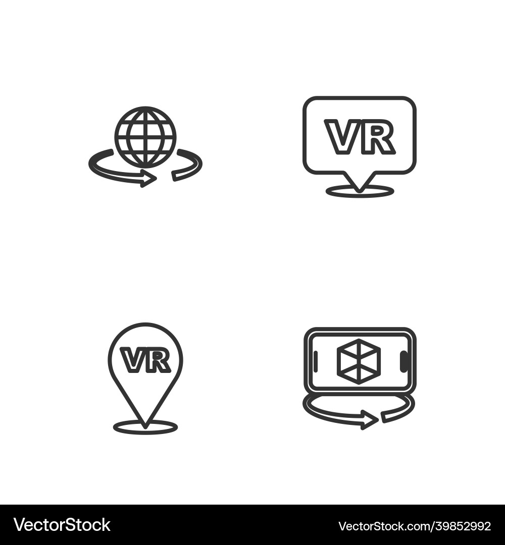 Set line 3d modeling virtual reality and icon Set line 3d modeling virtual reality and icon vector image