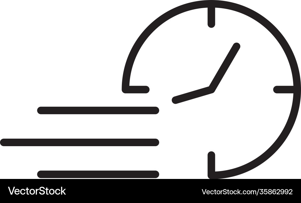 Time clock watch with speed lines line style icon vector image