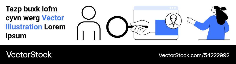 User interface with person using magnifying glass Vector Image