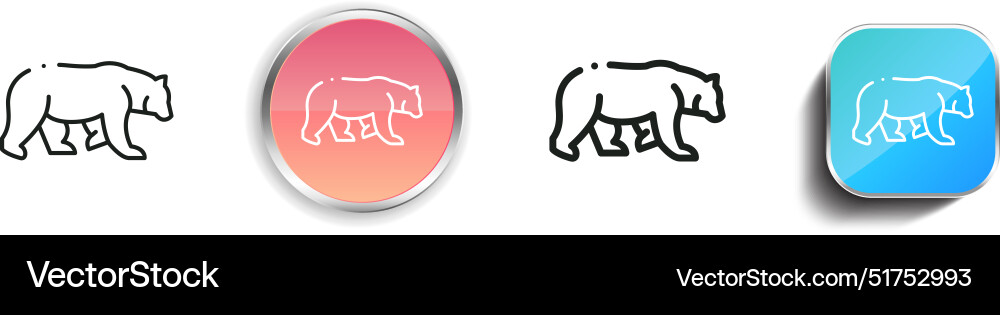 Bear icon thin linear regular and button style vector image