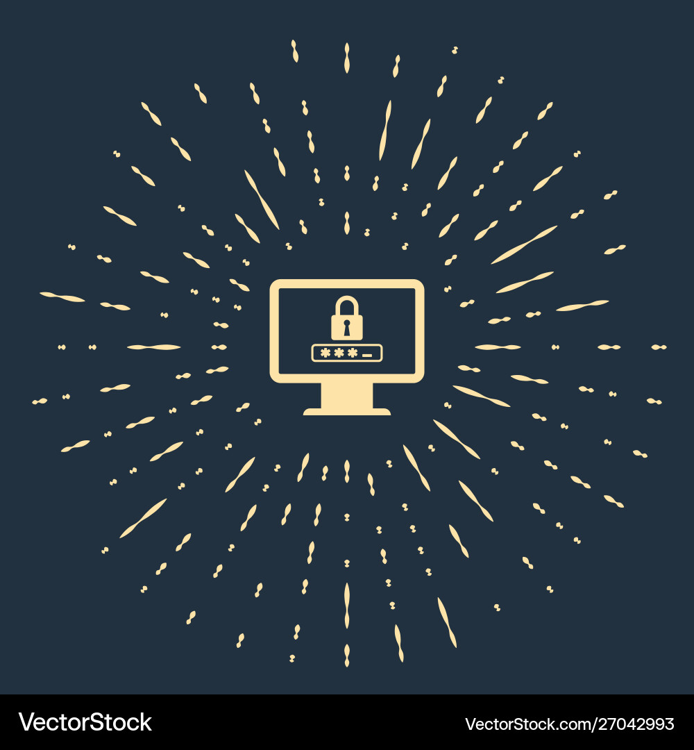 Beige monitor with password notification and lock Beige monitor with password notification and lock vector image