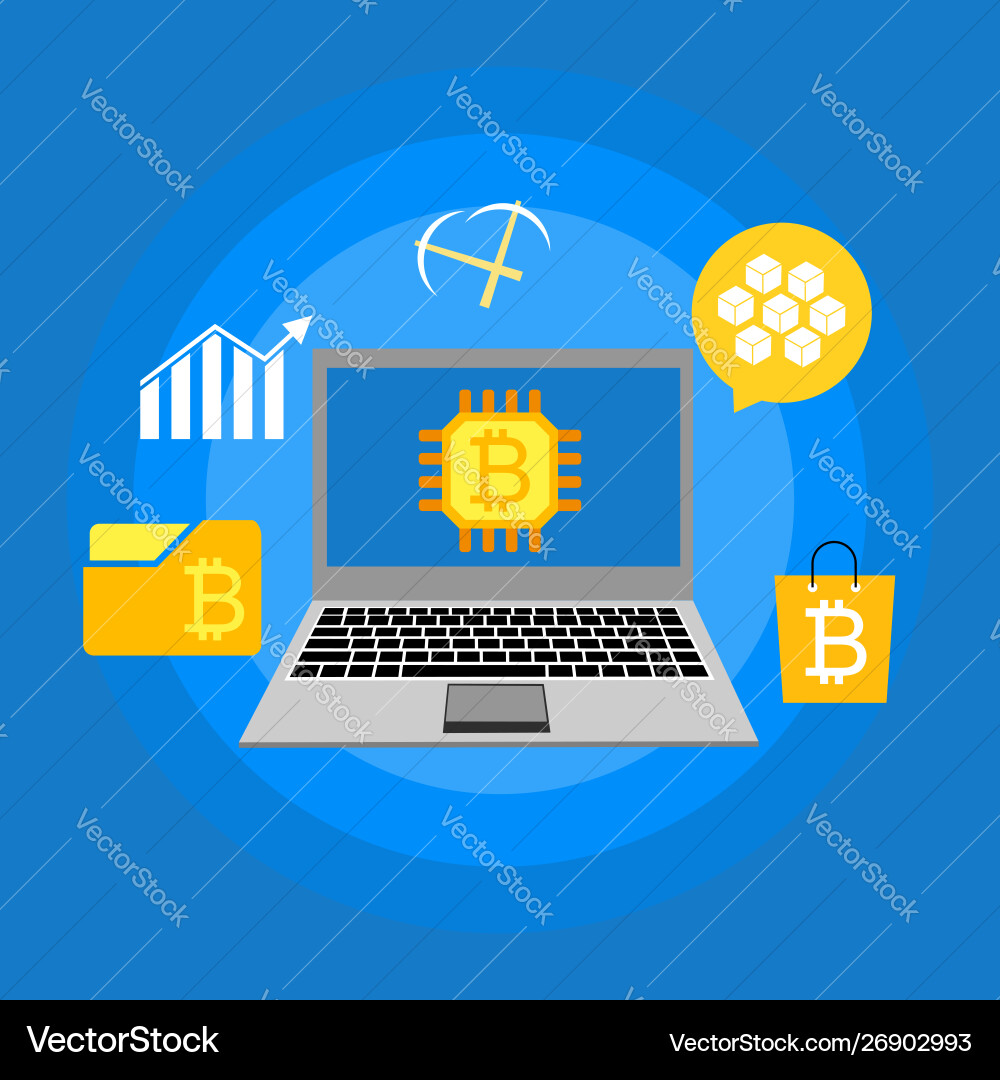 Blockchain scheme mining crypto currency server Vector Image
