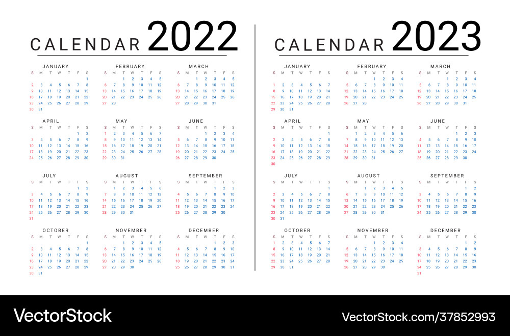 Calendar Mockup 2022-2023 - Simple Layout Vector Image