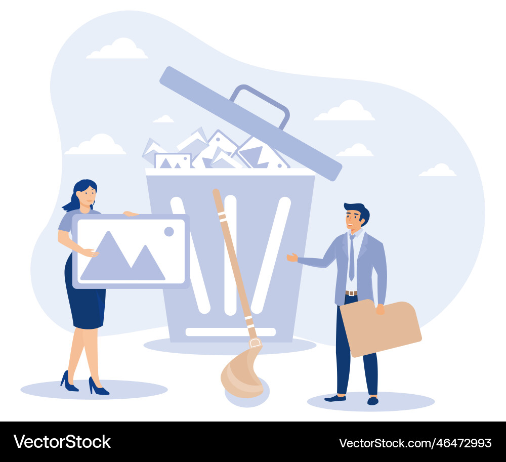 Delete concept tiny people deleting data flat vector image