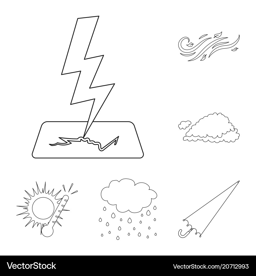 Different weather outline icons in set collection Vector Image