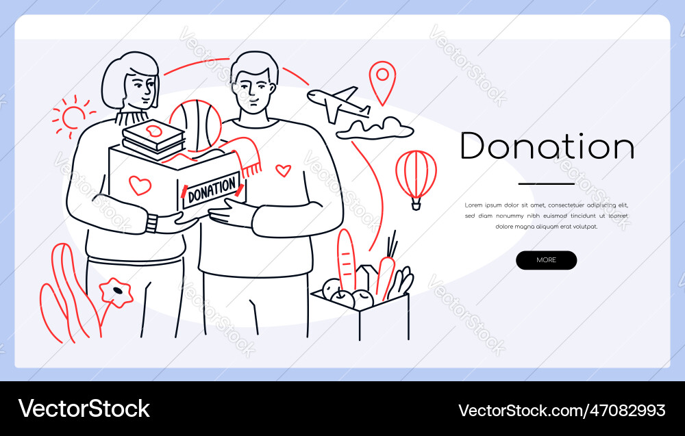 Donation and charity - modern colorful line design vector image