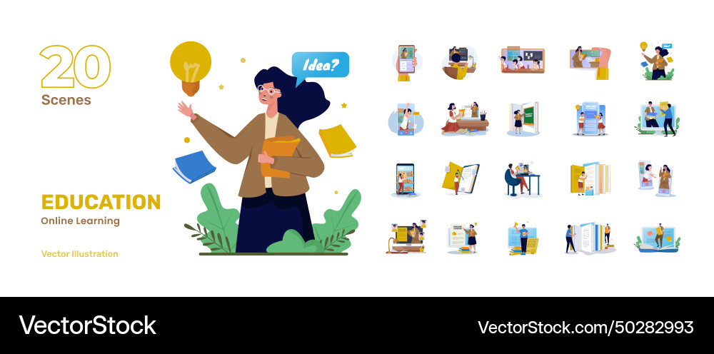 Education online learning back to school set Education online learning back to school set vector image