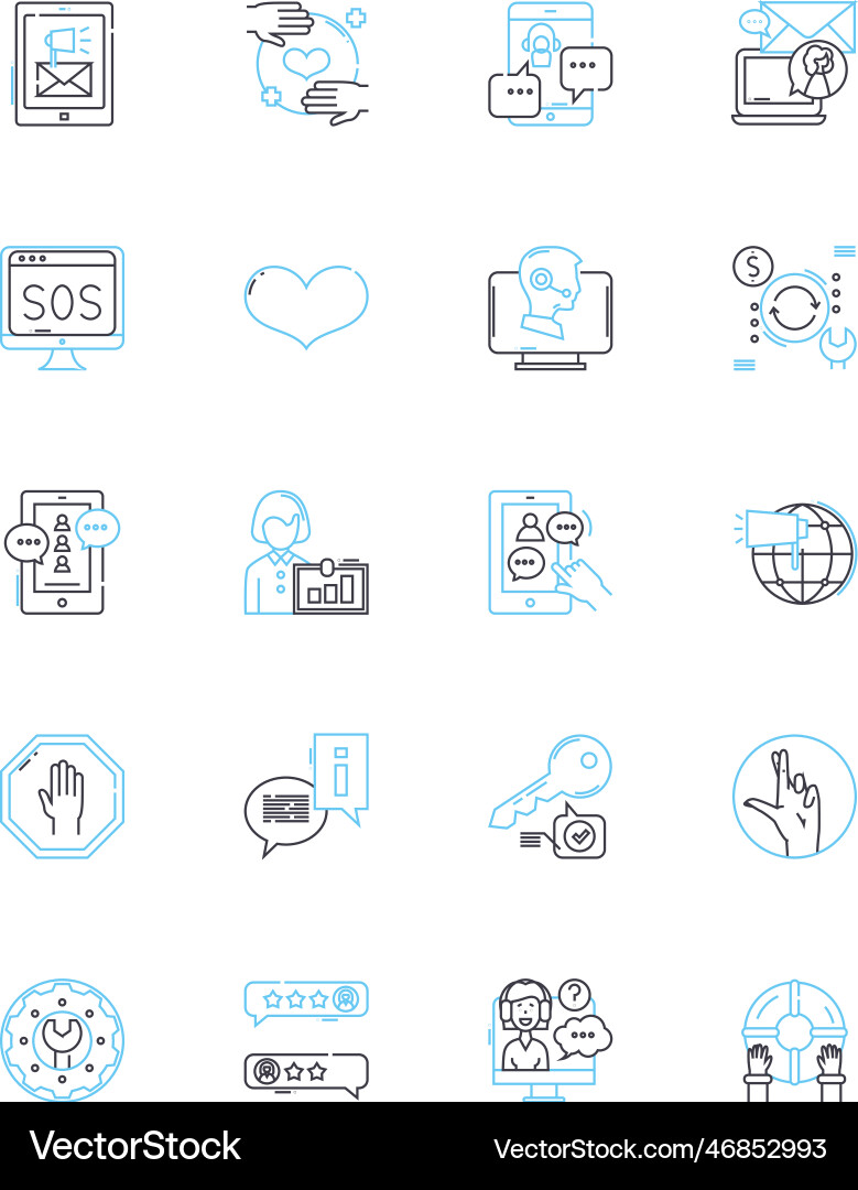 Internet support linear icons set connectivity Internet support linear icons set connectivity vector image