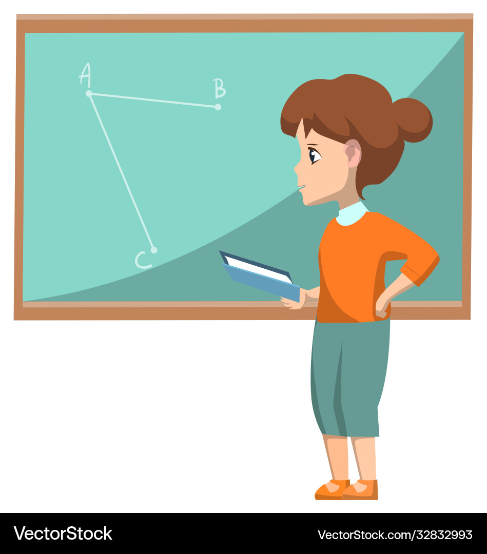 Kid at school geometry lesson solving tasks Kid at school geometry lesson solving tasks vector image