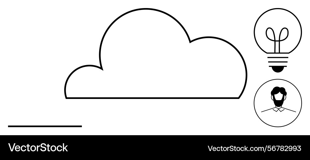 Minimalist design with cloud lightbulb and user Minimalist design with cloud lightbulb and user vector image