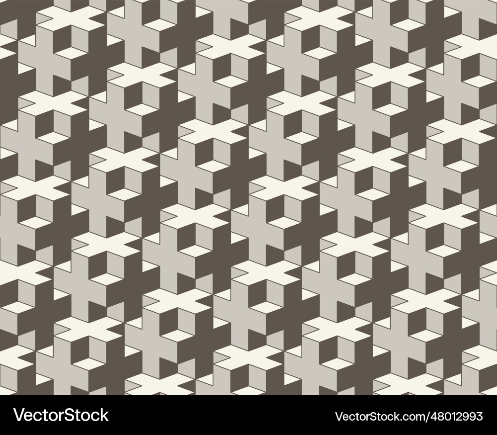 Seamless geometric pattern 3d cross tiling vector image