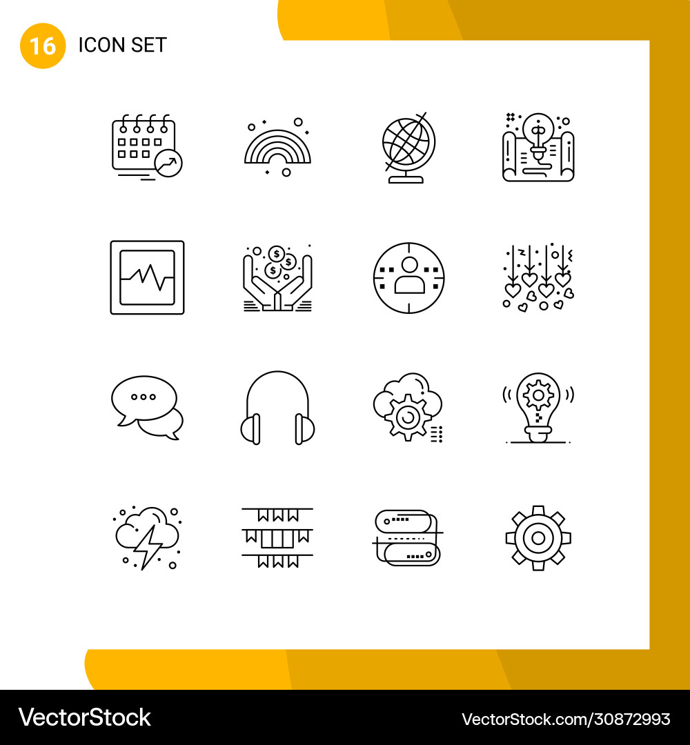 Set 16 outlines on grid for analytics form Vector Image