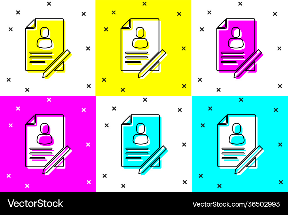 Set document with shield icon isolated on color vector image
