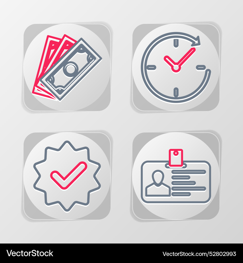 Set line identification badge approved and check Set line identification badge approved and check vector image