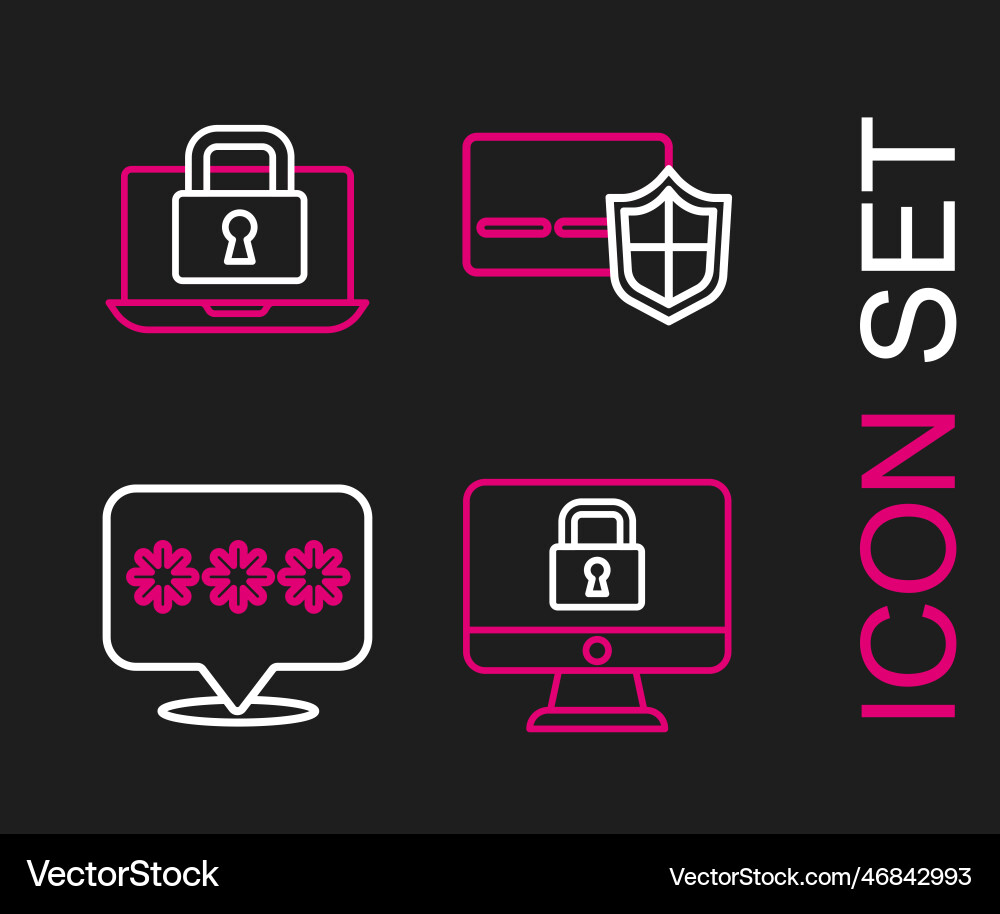 Set line lock on monitor password protection Set line lock on monitor password protection vector image